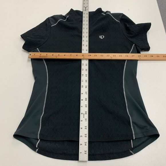Pearl Izumi Cycling Jersey Womens L Black Textured Zip Up Mock Neck Short Sleeve - Picture 7 of 12